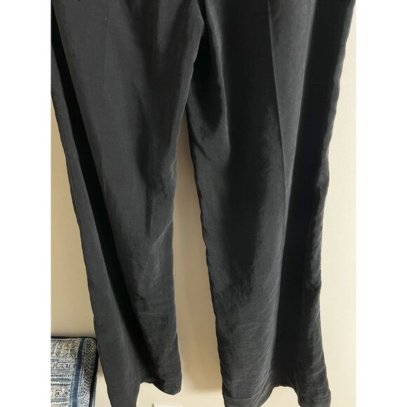 HANNES ROETHER Linen Silk Wide Leg Pants Sz XS 2 Black Minimal Capsule Sustainab - Picture 7 of 10